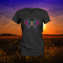 Load image into Gallery viewer, Butterfly - Women&#39;s V neck short sleeve T shirt
