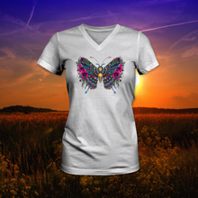 Load image into Gallery viewer, Butterfly - Women&#39;s V neck short sleeve T shirt
